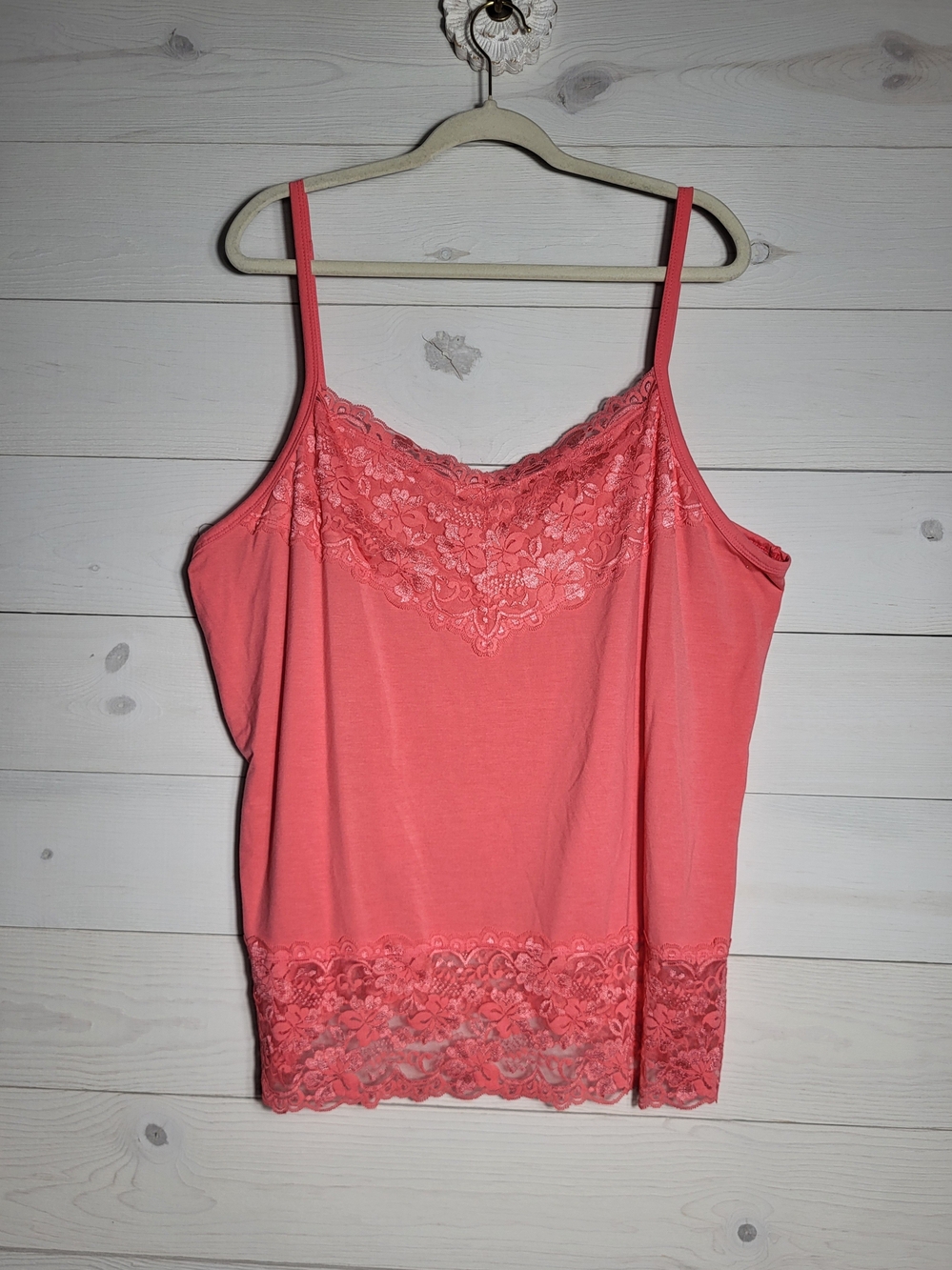 Cato Women's Cami Coral Lace-Trim Layering Top Plus Size 26/28W.